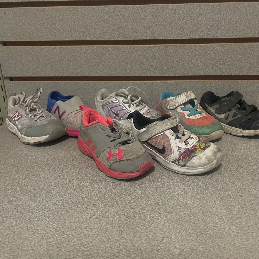 Kids Sneaker Bundle Lot‎ 7 Pairs Nike New Balance Under Armour Adidas Size 7C 8C